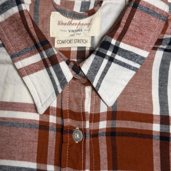Men's Plaid Button-Down Shirt in Rust and White - Picture 2 of 2